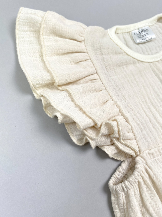 Боди с коротким рукавом крылышком, бежевое, Прованс Боди с коротким рукавом крылышком, бежевое, Прованс