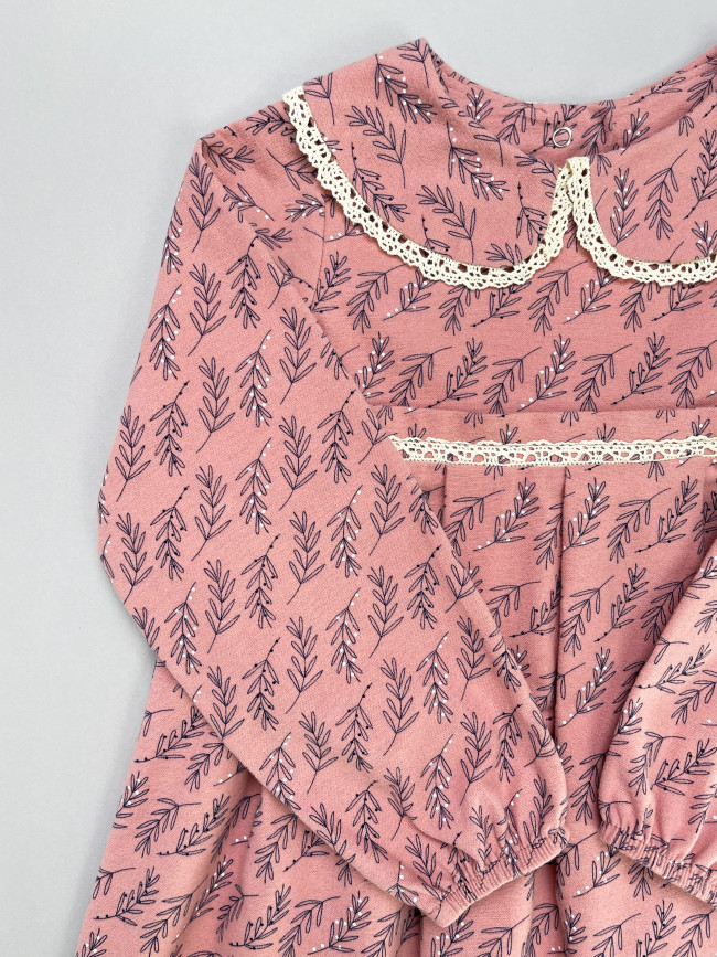 Платье для девочки с длинным рукавом, Карамель с бантом для волос