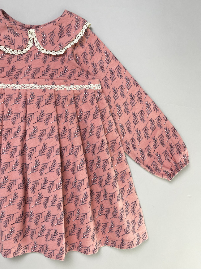 Платье для девочки с длинным рукавом, Карамель с бантом для волос