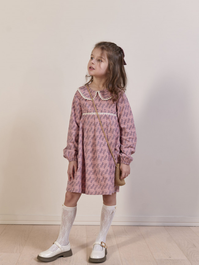 Платье для девочки с длинным рукавом, Карамель с бантом для волос