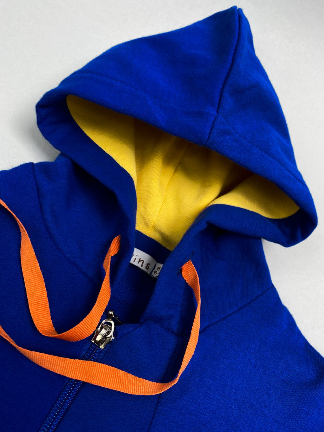 Комбинезон детский с начесом, синий, Забавный динозавр