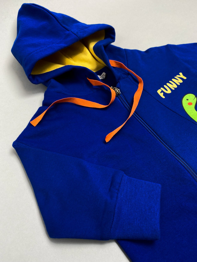 Комбинезон детский с начесом, синий, Забавный динозавр