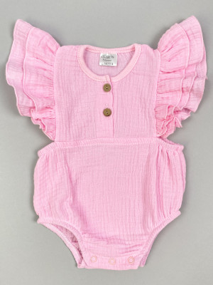Боди с коротким рукавом крылышком, розовое, Прованс