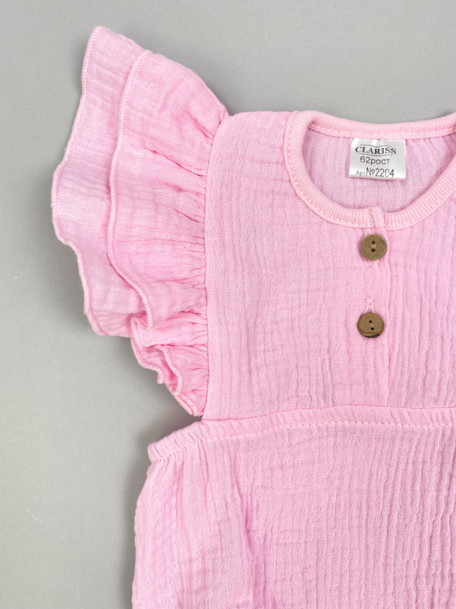 Боди с коротким рукавом крылышком, розовое, Прованс Боди с коротким рукавом крылышком, розовое, Прованс