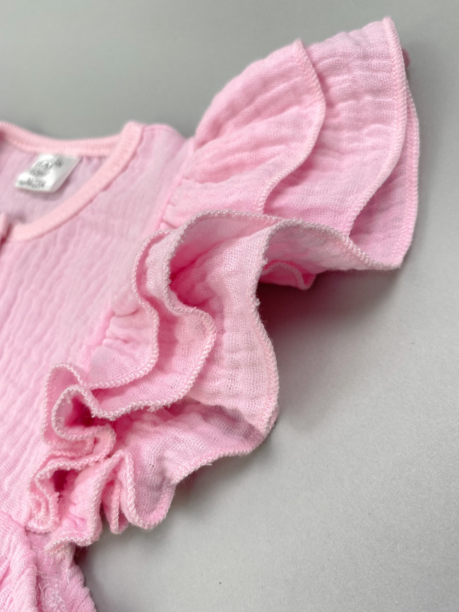 Боди с коротким рукавом крылышком, розовое, Прованс Боди с коротким рукавом крылышком, розовое, Прованс