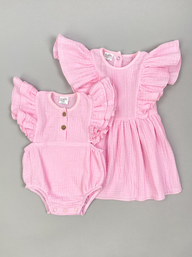 Боди с коротким рукавом крылышком, розовое, Прованс Боди с коротким рукавом крылышком, розовое, Прованс
