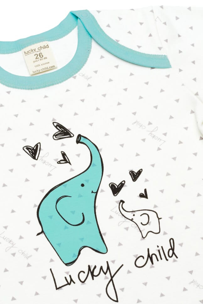 Боди с длинным рукавом, Слоны, коллекция Зоопарк