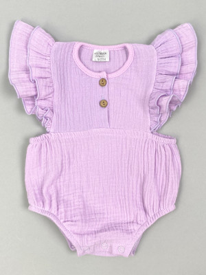 Боди с коротким рукавом крылышком, сиреневое, Прованс