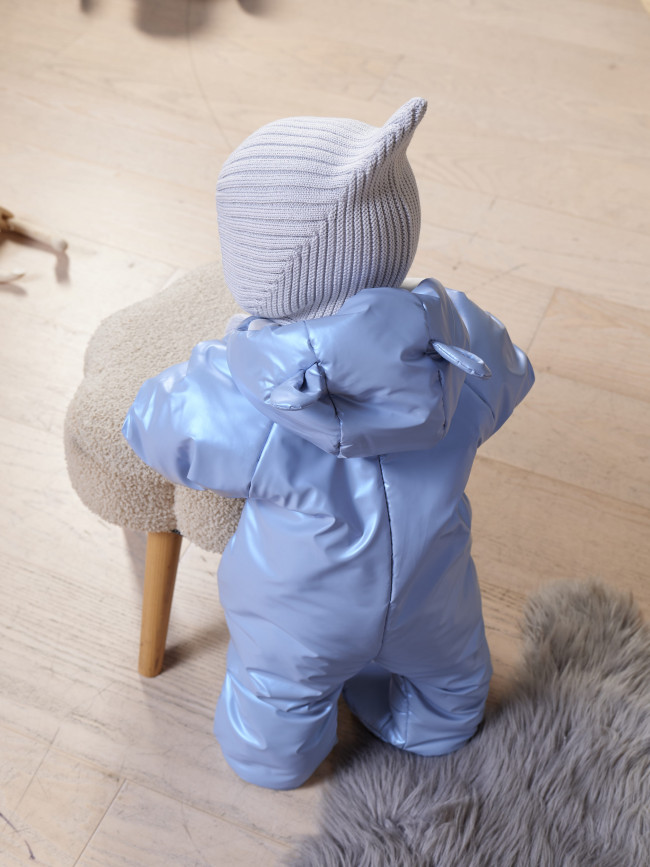 Комплект детских вязаных шапок на завязках для мальчиков, Гномик, голубой, серый 2 шт