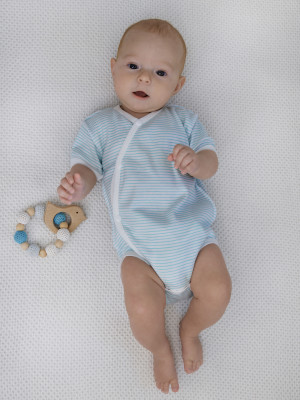 Боди с коротким рукавом, мятное, Полоска