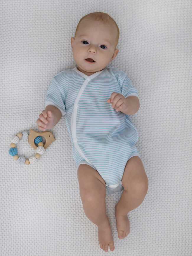 Боди с коротким рукавом, мятное, Полоска