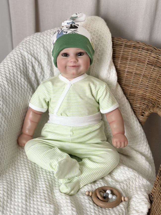 Комплект детский, зеленый, Полоска