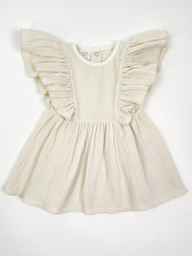 Платье детское с коротким рукавом, бежевое, Прованс Платье детское с коротким рукавом, бежевое, Прованс