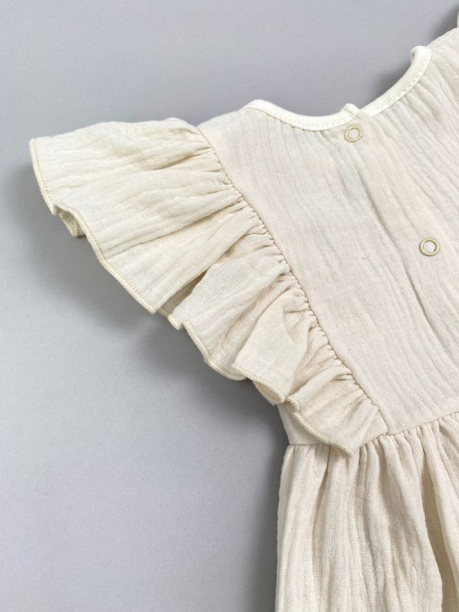 Платье детское с коротким рукавом, бежевое, Прованс Платье детское с коротким рукавом, бежевое, Прованс