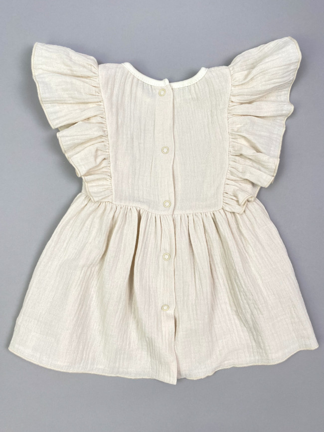 Платье детское с коротким рукавом, бежевое, Прованс Платье детское с коротким рукавом, бежевое, Прованс