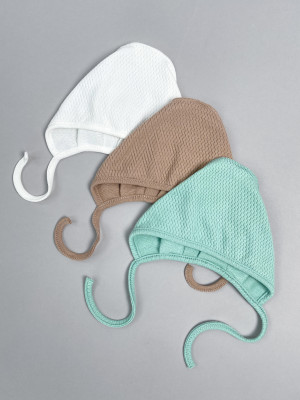 Комплект детских чепчиков, Вафелька, 3 шт