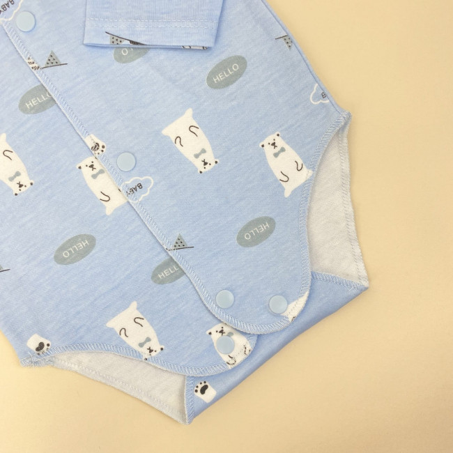 Боди детский, голубой, Белые медведи