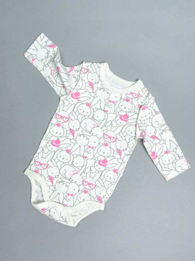 Полукомбинезон детский с чепчиком, розовый, Зайчики Полукомбинезон детский с чепчиком, розовый, Зайчики