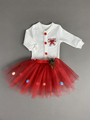 Боди с юбкой, красное