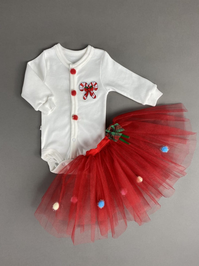 Боди с юбкой, Эльфы, красное Боди с юбкой, Эльфы, красное