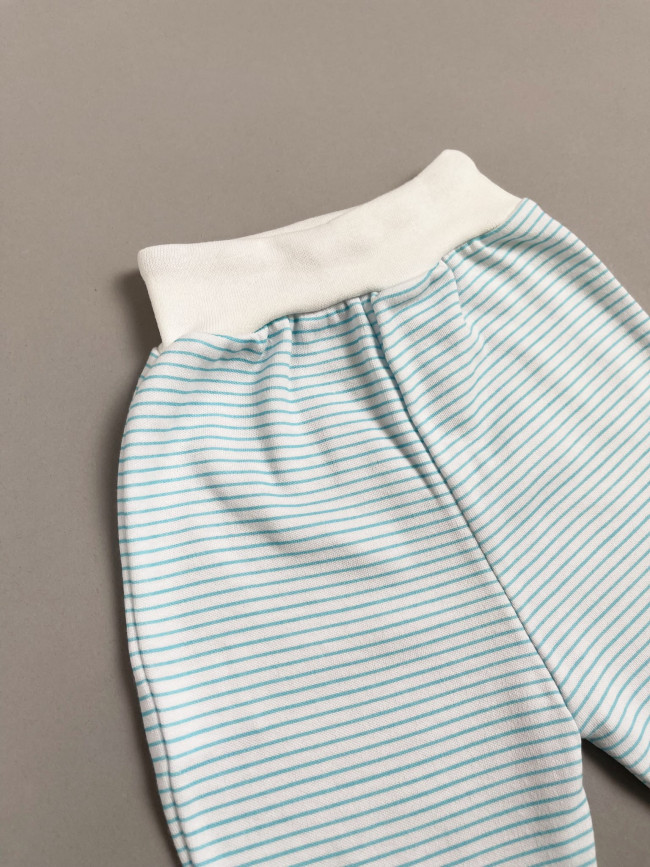 Ползунки детские, бирюзовые, Полоска