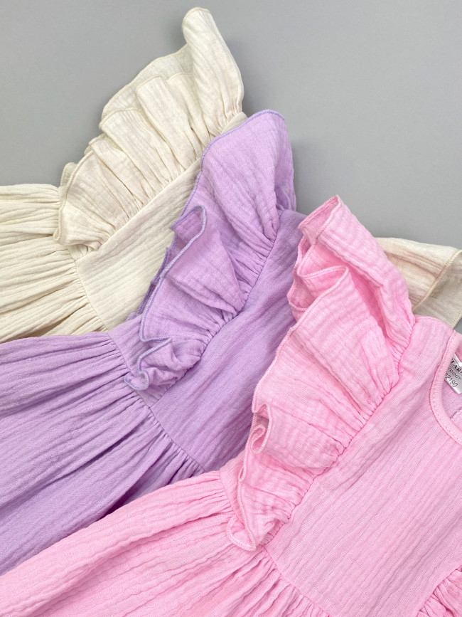 Платье детское с коротким рукавом, сиреневое, Прованс Платье детское с коротким рукавом, сиреневое, Прованс