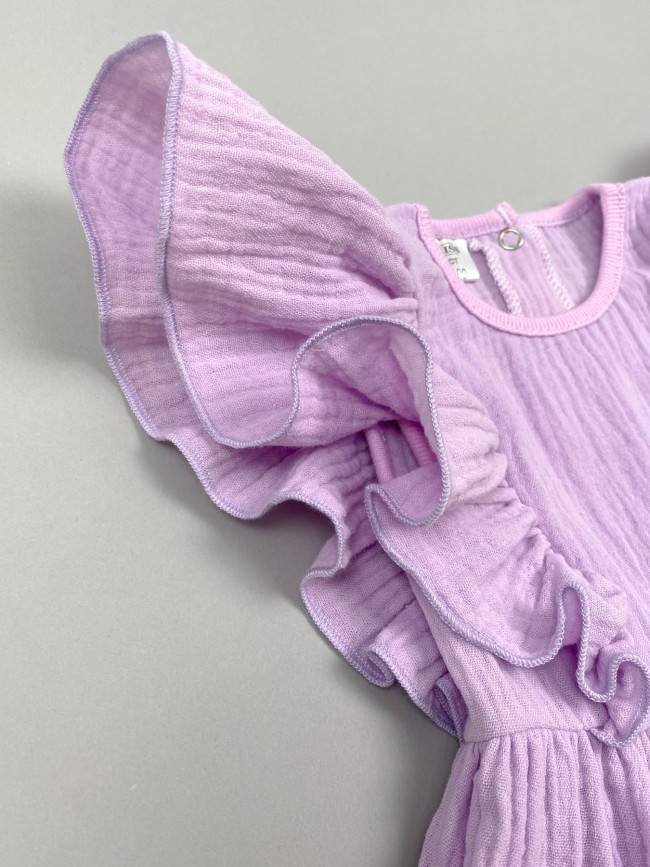 Платье детское с коротким рукавом, сиреневое, Прованс Платье детское с коротким рукавом, сиреневое, Прованс