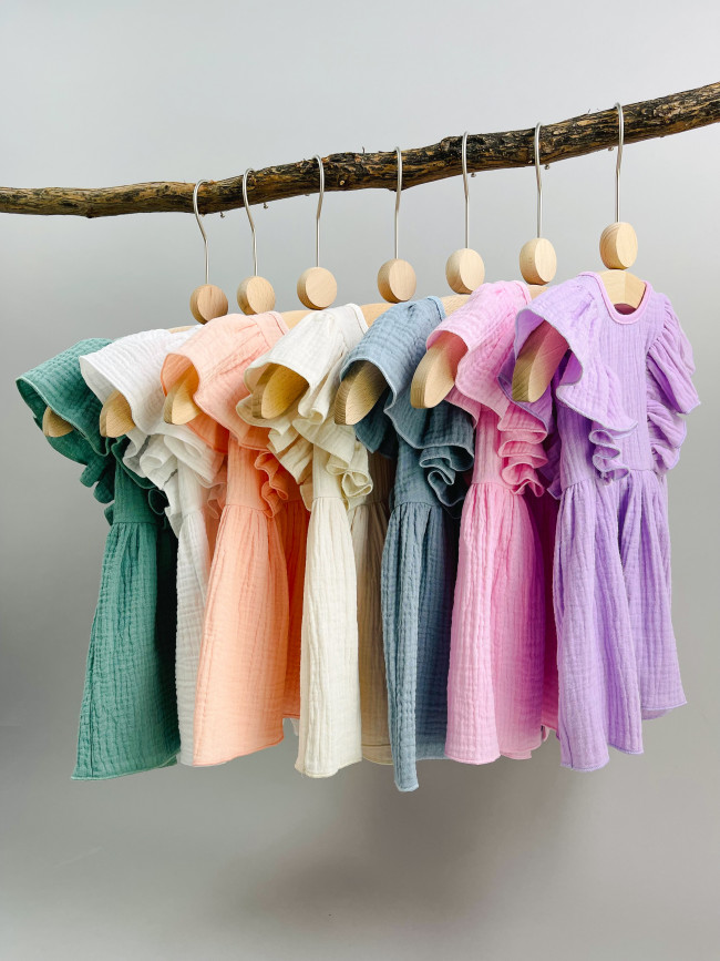 Платье детское с коротким рукавом, сиреневое, Прованс Платье детское с коротким рукавом, сиреневое, Прованс