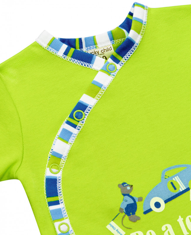 Боди детский с коротким рукавом, зеленый, коллекция Маленький гонщик Боди детский с коротким рукавом, зеленый, коллекция Маленький гонщик