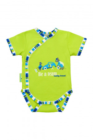 Боди детский с коротким рукавом, зеленый, коллекция Маленький гонщик
