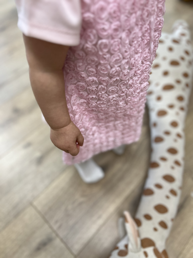 Нарядное детское платье, розовое, Цветочная фантазия