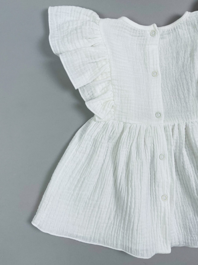 Платье детское с коротким рукавом, белое, Прованс