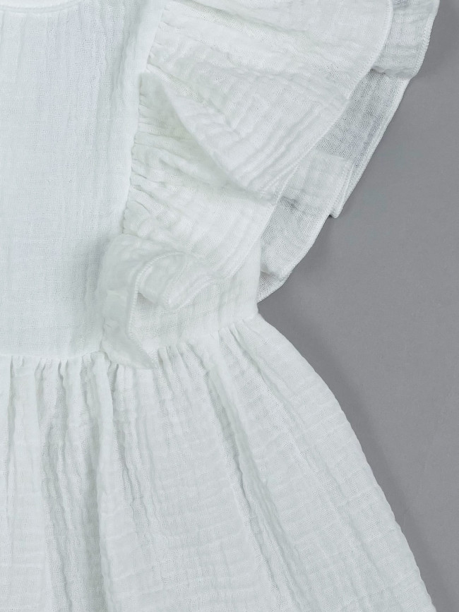 Платье детское с коротким рукавом, белое, Прованс