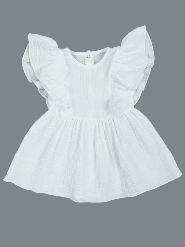 Платье детское с коротким рукавом, белое, Прованс