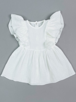 Платье детское с коротким рукавом, белое, Прованс