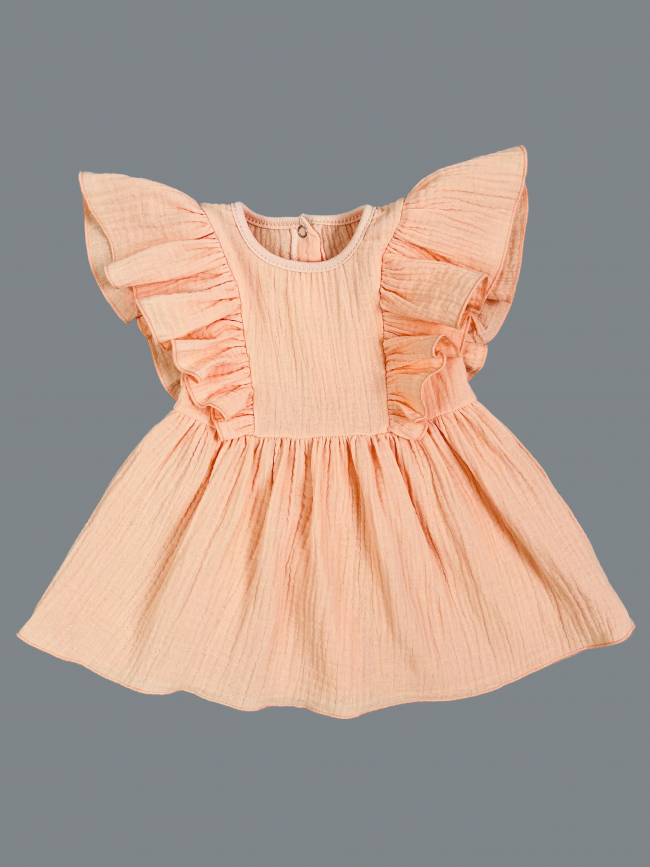 Платье детское с коротким рукавом, абрикосовое, Прованс Платье детское с коротким рукавом, абрикосовое, Прованс