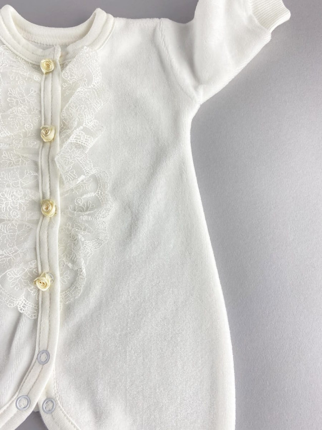 Комбинезон с шапкой, молочный, Велюр