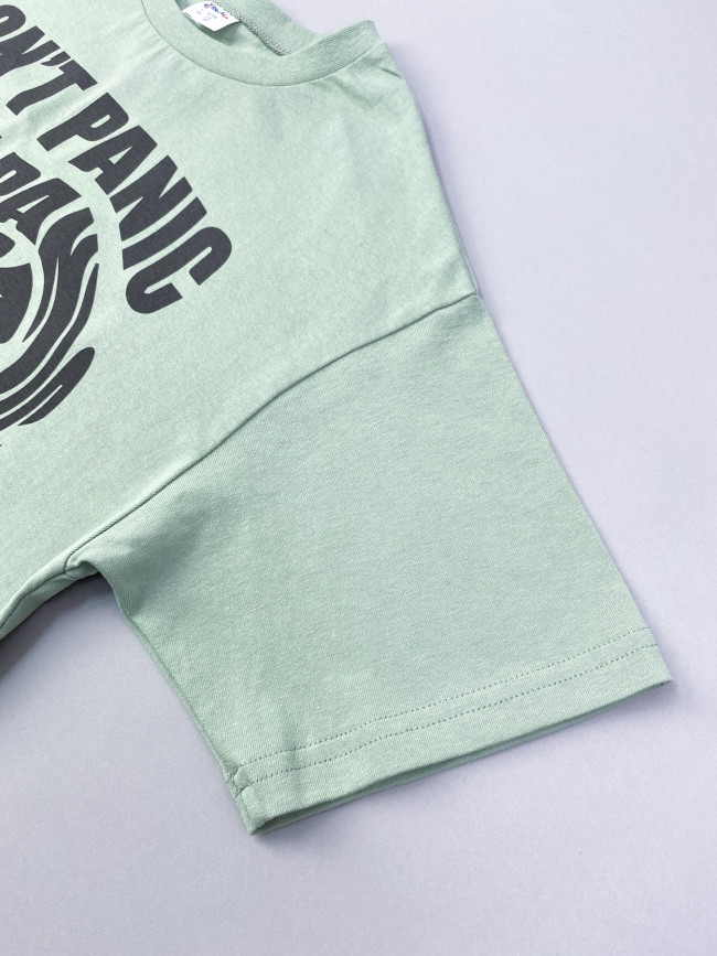 Детская футболка с коротким рукавом Don't Panic, ментол Детская футболка с коротким рукавом Don't Panic, ментол