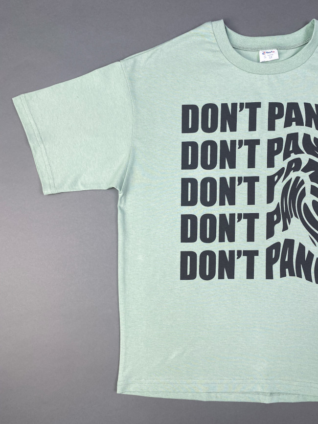 Детская футболка с коротким рукавом Don't Panic, ментол Детская футболка с коротким рукавом Don't Panic, ментол