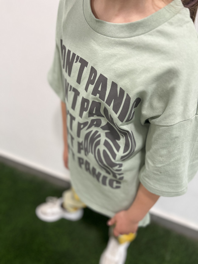 Детская футболка с коротким рукавом Don't Panic, ментол