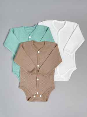 Комплект детских боди с длинным рукавом, Вафелька, 3 шт.