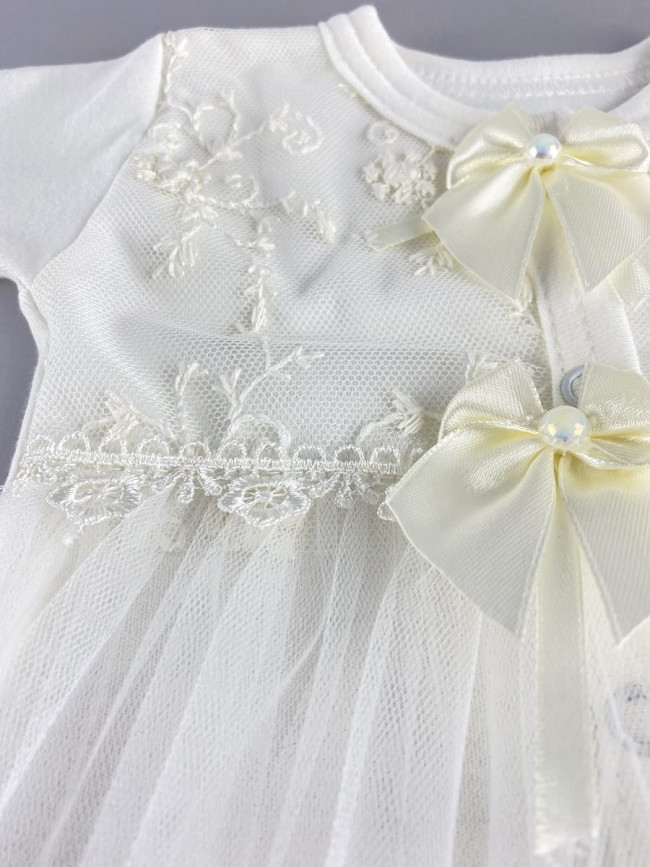 Комбинезон с шапкой и юбкой, молочный, Велюр