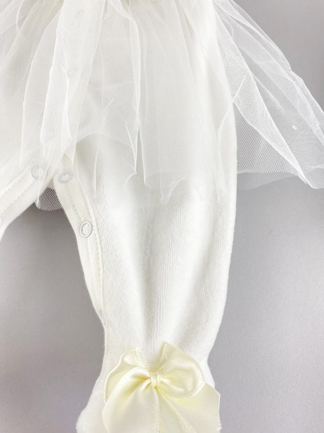 Комбинезон с шапкой и юбкой, молочный, Велюр