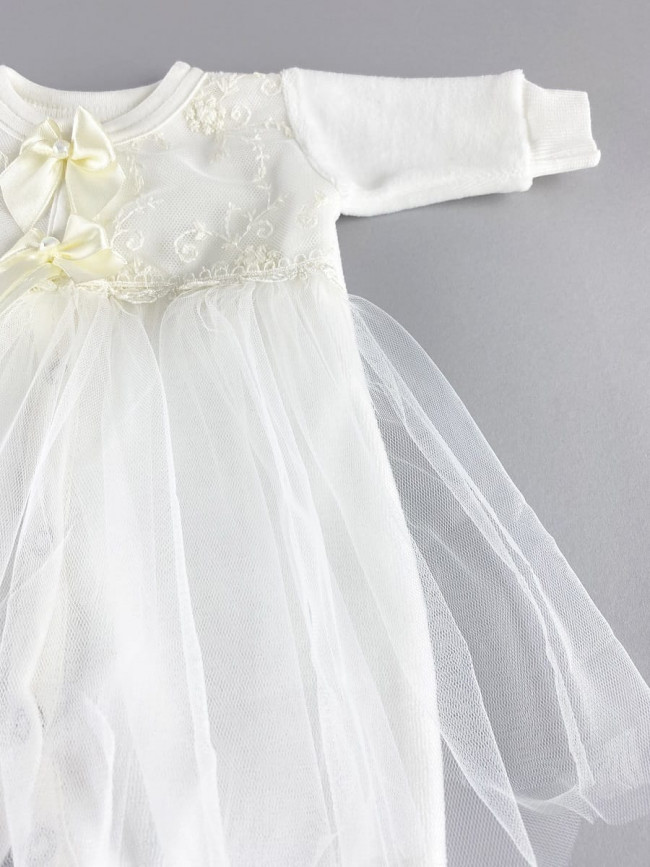 Комбинезон с шапкой и юбкой, молочный, Велюр