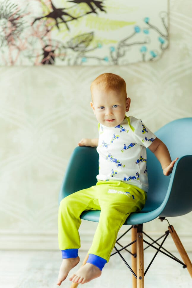 Штанишки детские, зеленые, коллекция Маленький гонщик