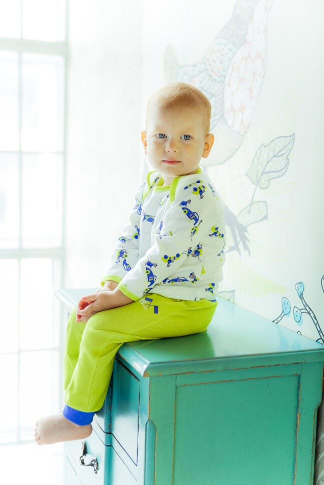 Штанишки детские, зеленые, коллекция Маленький гонщик