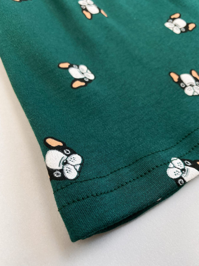Платье с длинным рукавом, зеленое, Собачки Платье с длинным рукавом, зеленое, Собачки