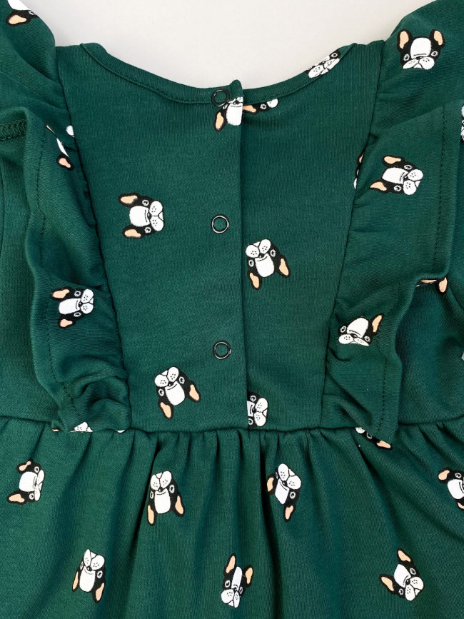 Платье с длинным рукавом, зеленое, Собачки Платье с длинным рукавом, зеленое, Собачки