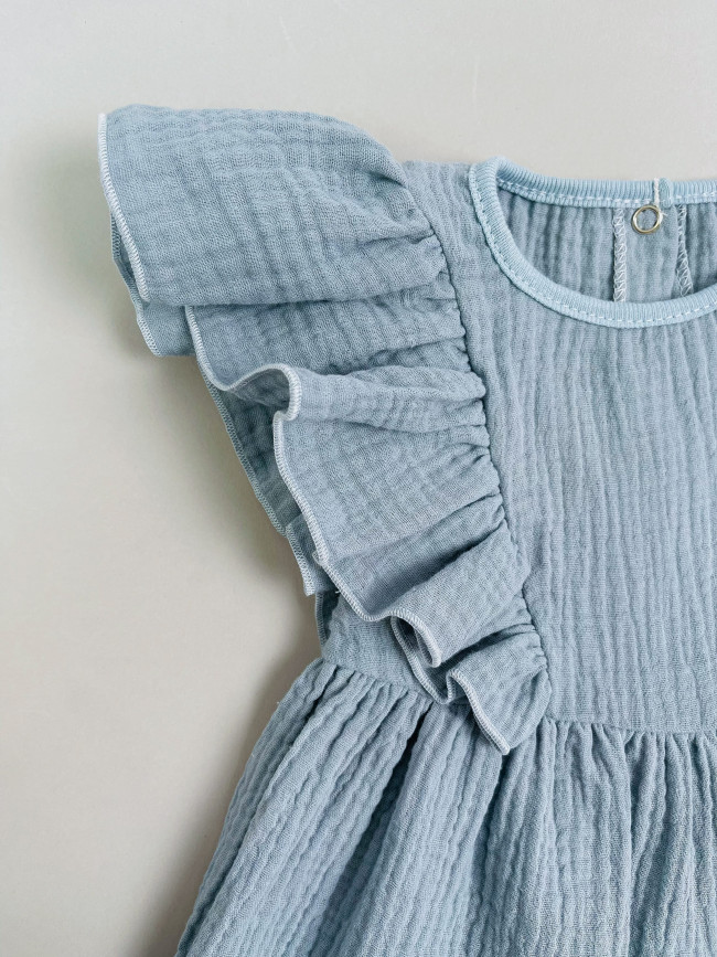 Платье детское с коротким рукавом, серое, Прованс