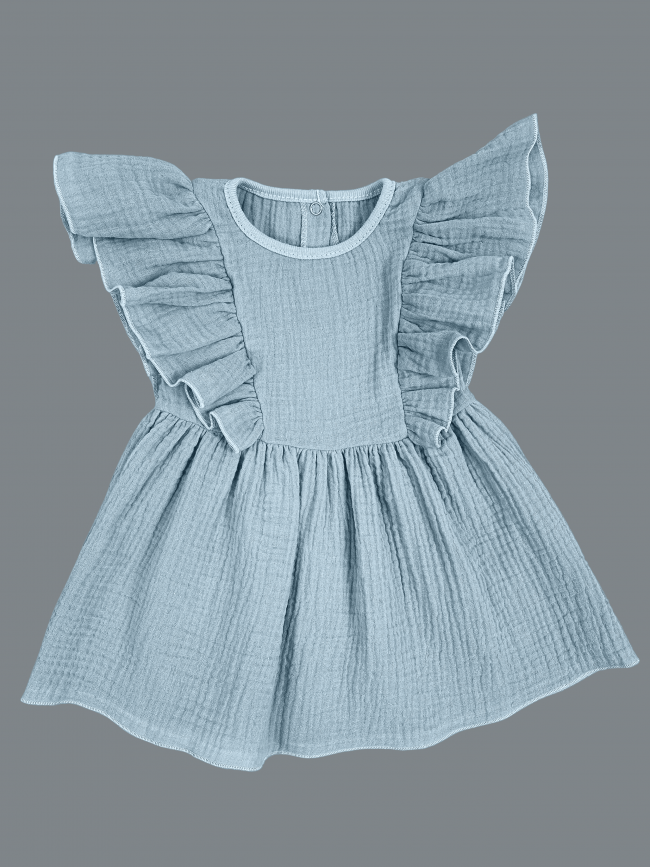 Платье детское с коротким рукавом, серое, Прованс